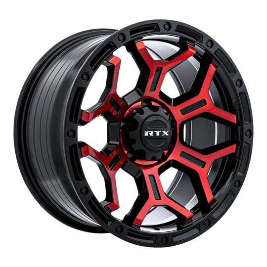 083105 - RTX Offroad Goliath 18X9 6X135 ET 0mm Gloss Black Machined Red Spokes -  RTX Wheels Canada