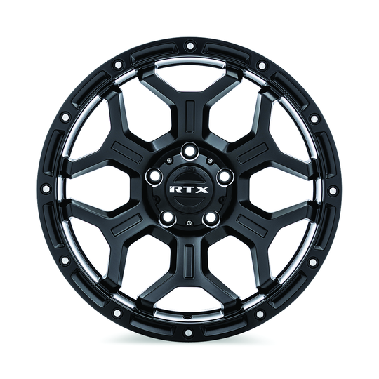 083113 - RTX Offroad Goliath 18X9 5X127 ET -15mm Satin Black with Milled Rivets -  RTX Wheels Canada