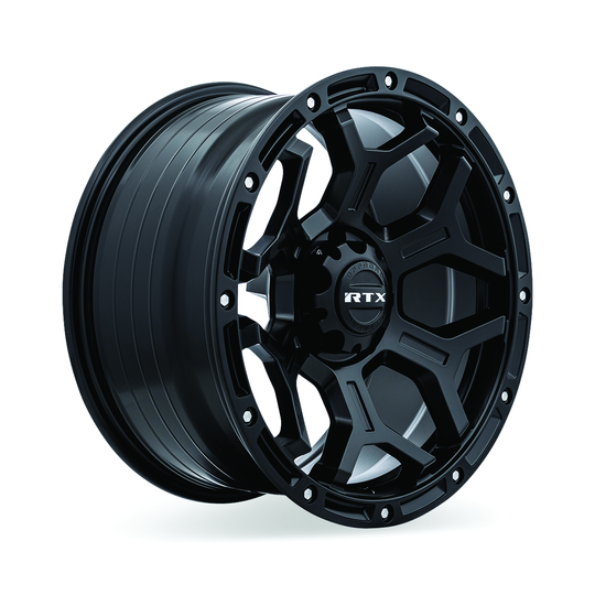083113 - RTX Offroad Goliath 18X9 5X127 ET -15mm Satin Black with Milled Rivets -  RTX Wheels Canada