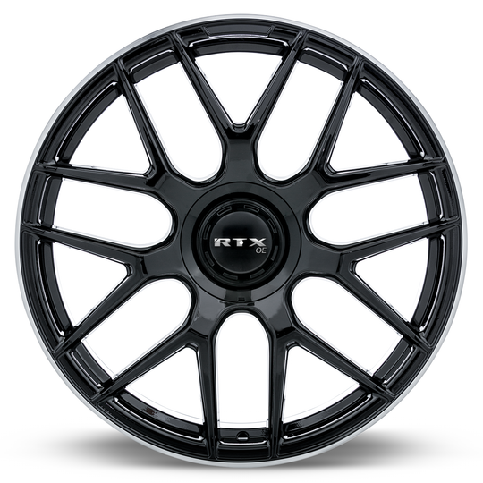 507425 - RTX OE Leonburg 21X9.5 5X112 ET 38mm Gloss Black with Machined Edge -  RTX Wheels Canada