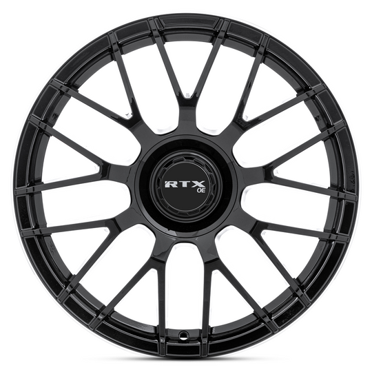 083185 - RTX OE MB01 20X8.5 5X112 ET 38mm Gloss Black with Machined Lip -  RTX Wheels Canada