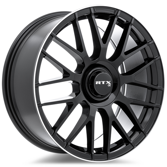 083185 - RTX OE MB01 20X8.5 5X112 ET 38mm Gloss Black with Machined Lip -  RTX Wheels Canada