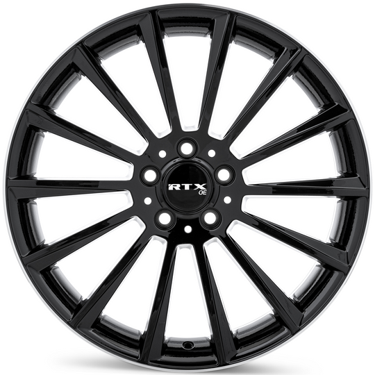 083248 - RTX OE MB02 19X8 5X112 ET 38mm Gloss Black with Machined Lip -  RTX Wheels Canada