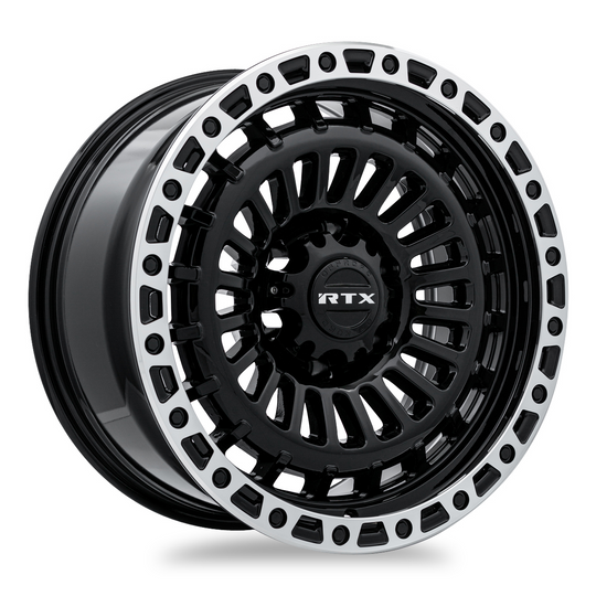 083130 - RTX Offroad Moab 17X9 5X127 ET -15mm Gloss Black Machined Lip -  RTX Wheels Canada