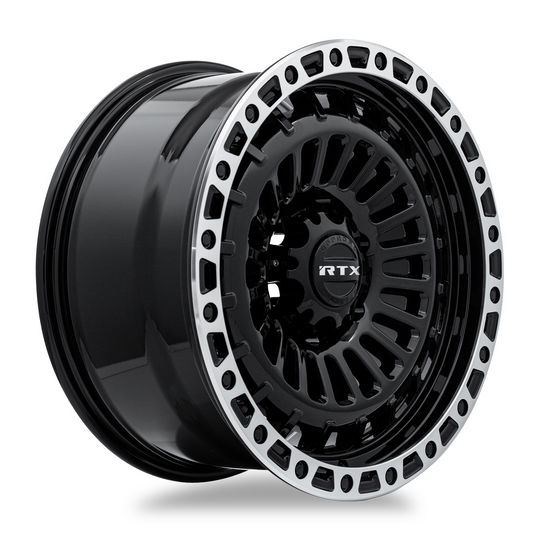 083130 - RTX Offroad Moab 17X9 5X127 ET -15mm Gloss Black Machined Lip -  RTX Wheels Canada