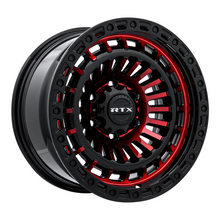 Load image into Gallery viewer, 083096 - RTX Offroad Moab 18X9 5X127 ET -15mm Gloss Black Machined Red -  RTX Wheels Canada