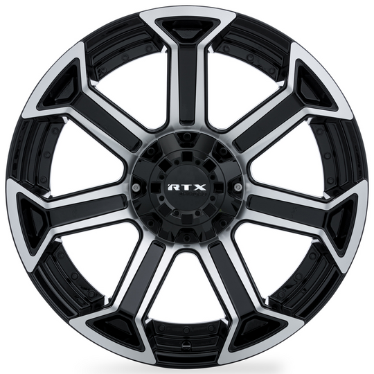083007 - RTX Offroad Peak 22X10 5X127 ET -18mm Gloss Black Machined -  RTX Wheels Canada