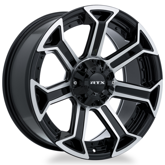 083007 - RTX Offroad Peak 22X10 5X127 ET -18mm Gloss Black Machined -  RTX Wheels Canada