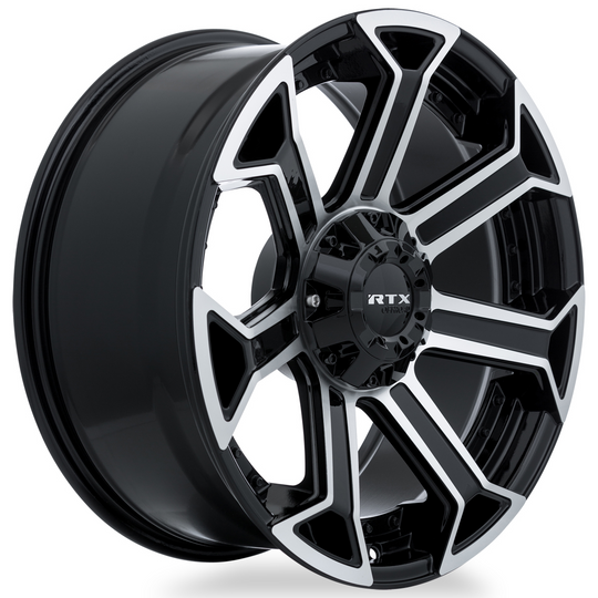 082952 - RTX Offroad Peak 20X10 5X127 ET -18mm Gloss Black Machined -  RTX Wheels Canada