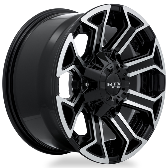 083004 - RTX Offroad Peak 20X10 8X170 ET -18mm Gloss Black Machined -  RTX Wheels Canada