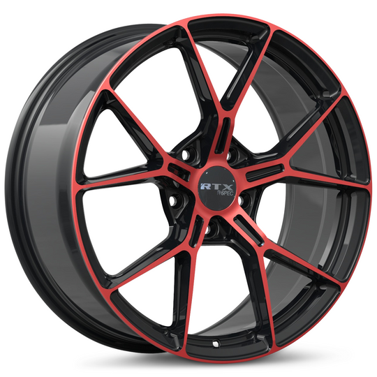 083312 - RTX R-Spec RS01 18X8 5X114.3 ET 38mm Gloss Black Machined Red -  RTX Wheels Canada