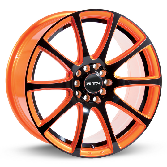 081208 - RTX Blaze 17X7.5 5X100 / 5X114.3 ET 42mm Orange and Black - RTX Wheels Canada