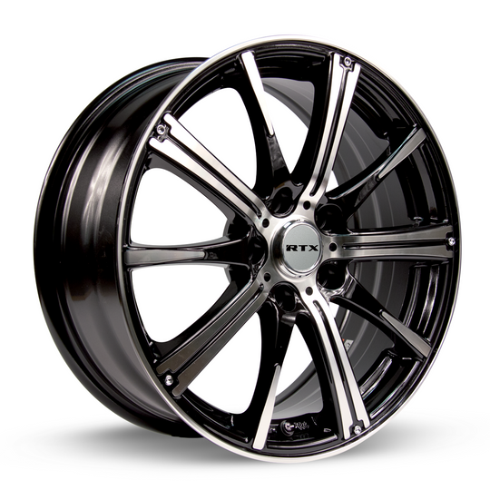 081042 - RTX Spark 14X5.5 4X100 ET 38mm Black Machined - RTX Wheels Canada
