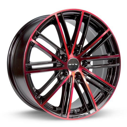 081209 - RTX Strobe 5 17X7.5 5X114.3 ET 45mm Black Machined Red - RTX Wheels Canada