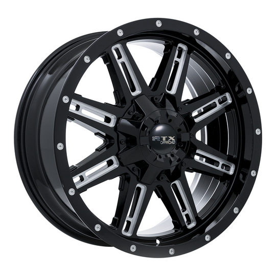 082085 - RTX Offroad Ravine 17X8 6X135 / 6X139.7 ET 10mm Black Milled -  RTX Wheels Canada