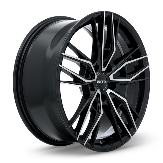 083048 - RTX Scepter 18X8 5X114.3 ET 40mm Gloss Black Machined - RTX Wheels Canada