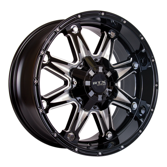 081870 - RTX Offroad Spine 20X9 8X170 ET 15mm Black with Milled Spokes -  RTX Wheels Canada