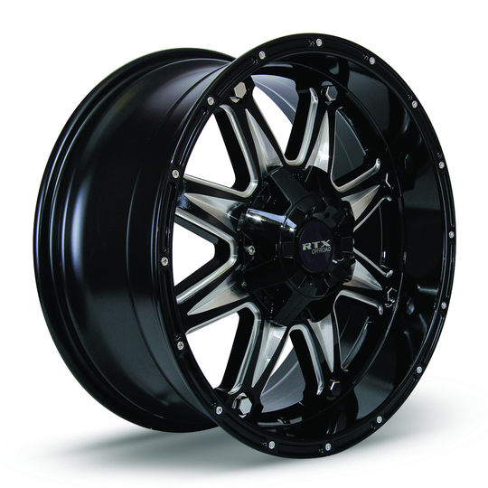 081870 - RTX Offroad Spine 20X9 8X170 ET 15mm Black with Milled Spokes -  RTX Wheels Canada