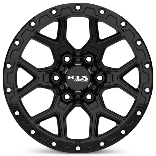 178620 - RTX Offroad Storm 20X9 6X139.7 ET 20mm Gloss Black with Milled Rivets -  RTX Wheels Canada