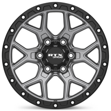 Load image into Gallery viewer, 178621 - RTX Offroad Storm 20X9 6X139.7 ET 20mm Matte Gunmetal with Black Lip and Milled Rivets -  RTX Wheels Canada