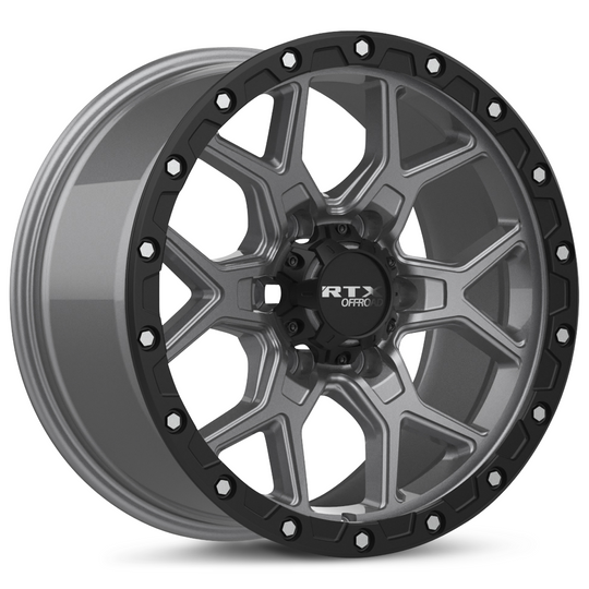 178621 - RTX Offroad Storm 20X9 6X139.7 ET 20mm Matte Gunmetal with Black Lip and Milled Rivets -  RTX Wheels Canada