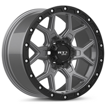 Load image into Gallery viewer, 178605 - RTX Offroad Storm 17X8.5 6X139.7 ET 20mm Matte Gunmetal with Black Lip and Milled Rivets -  RTX Wheels Canada