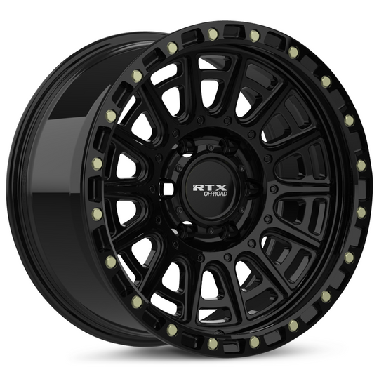 178617 - RTX Offroad Striker 20X9 6X139.7 ET 10mm Gloss Black with Milled Rivets -  RTX Wheels Canada