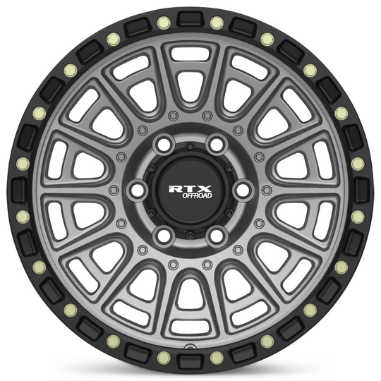 178618 - RTX Offroad Striker 20X9 6X139.7 ET 10mm Matte Gunmetal with Black Lip and Milled Rivets -  RTX Wheels Canada