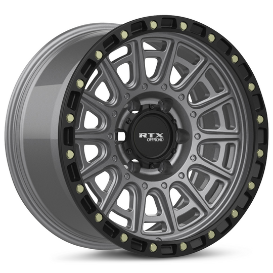 178603 - RTX Offroad Striker 17X8.5 6X139.7 ET 10mm Matte Gunmetal with Black Lip and Milled Rivets -  RTX Wheels Canada