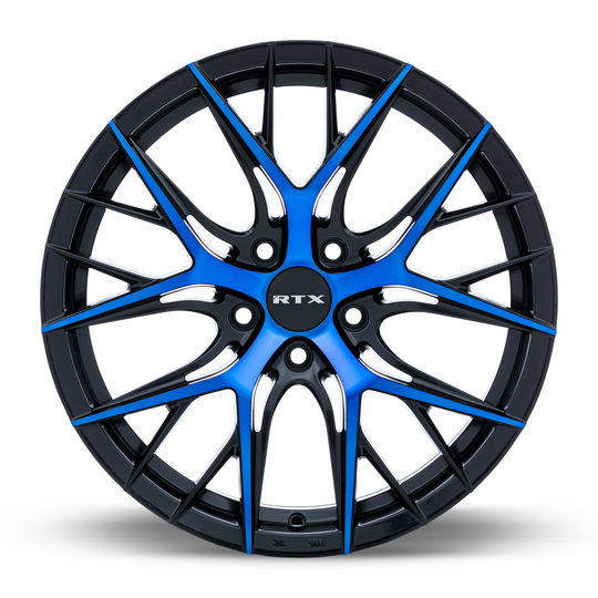 083054 - RTX R-Spec Valkyrie 18X8 5X114.3 ET 40mm Gloss Black Machined Blue -  RTX Wheels Canada