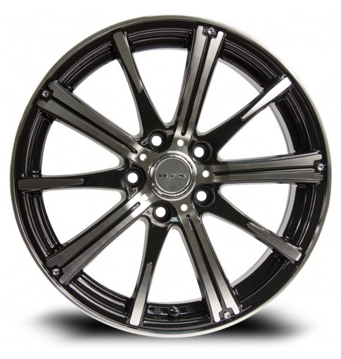 081042 - RTX Spark 14X5.5 4X100 ET 38mm Black Machined - RTX Wheels Canada