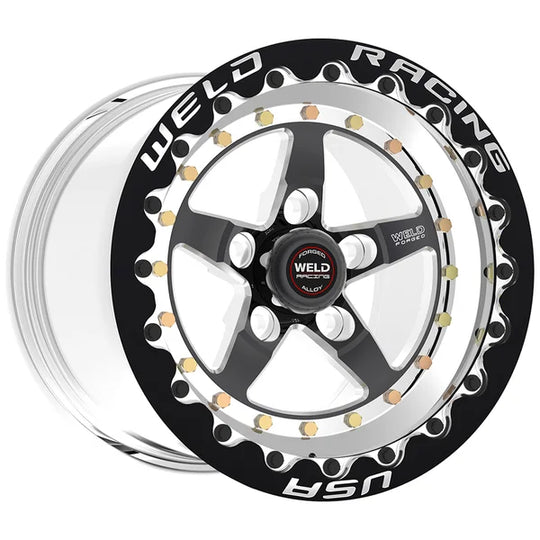791B510214F - Weld Racing Weldstar Beadlock 15X10 5X114.3 ET 51mm Black Center - Polished Shell - Weld Racing Wheels Canada