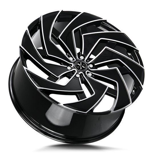 X04251515GBML - Xcess X04 X04 22X9 5x115 15mm Gloss Black Milled - Xcess Wheels Canada