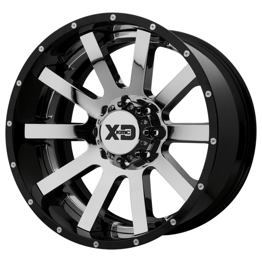 XD200-20126344NCB - XD200 Heist 20X12 6X135 -44 mm Chrome Center Gloss Black Milled Lip - XD Wheels Canada