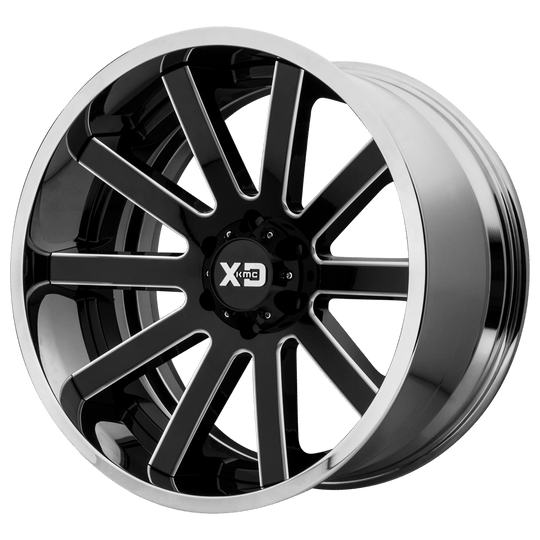 XD200-20128544NBC - XD200 Heist 20X12 5X139.7 -44 mm Gloss Black Milled Center Chrome Lip - XD Wheels Canada