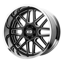 Charger l'image dans la galerie, XD201-20128044NBC - XD201 Grenade 20X12 8X165.1 -44 mm Gloss Black Milled Center Chrome Lip - XD Wheels Canada