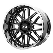 Load image into Gallery viewer, XD201-22128044NBC - XD201 Grenade 22X12 8X165.1 -44 mm Gloss Black Milled Center Chrome Lip - XD Wheels Canada