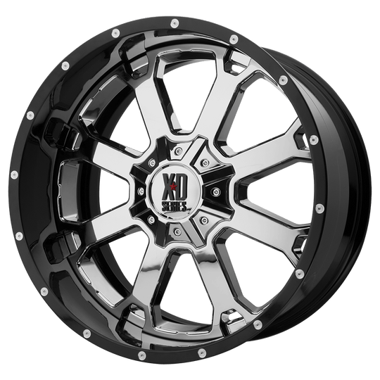 XD202-20103518NCB - XD XD202 Buck 20X10 5X139.7 / 5X127 -18mm Chrome Center Gloss Black Milled Lip - XD Wheels Canada