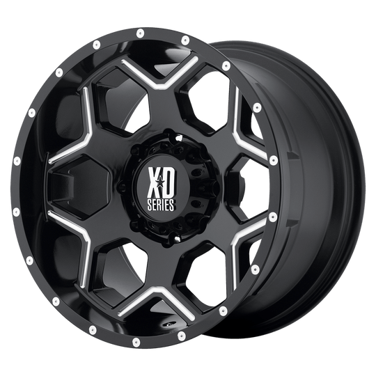 XD81229068318 - XD812 Crux 20X9 6X139.7  18mm Gloss Black Milled - XD Wheels Canada
