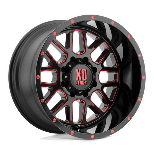 XD82029063900RC - XD820 Grenade 20X9 6X135  0mm Satin Black Milled With Red Clear Coat - XD Wheels Canada