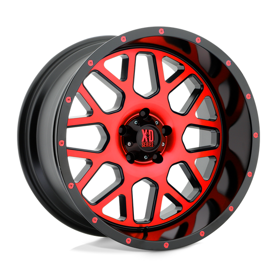XD82021050524NRC - XD820 Grenade 20X10 5X127 -24 mm Satin Black Machined Face With Red Tinted Clear Coat - XD Wheels Canada