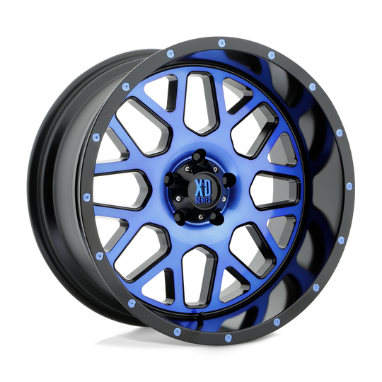 XD82021050524NBC - XD820 Grenade 20X10 5X127 -24 mm Satin Black Machined Face With Blue Tinted Clear Coat - XD Wheels Canada
