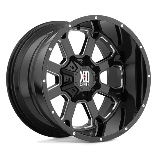 XD82529088300 - XD825 Buck 20X9 8X180  0mm Gloss Black Milled - XD Wheels Canada