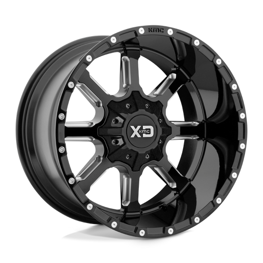 XD83824487376N - XD838 Mammoth 24X14 8X170 -76 mm Gloss Black Milled - XD Wheels Canada