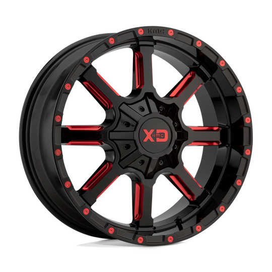 XD83821086918N - XD838 Mammoth 20X10 5X139.7 5X150 -18 mm Gloss Black Milled With Red Tint Clear Coat - XD Wheels Canada