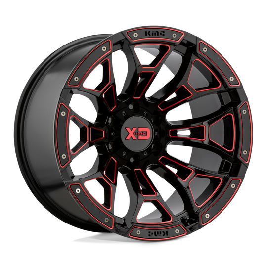 XD84121080918N - XD841 Boneyard 20X10 8X165.1 -18 mm Gloss Black Milled With Red Tint - XD Wheels Canada