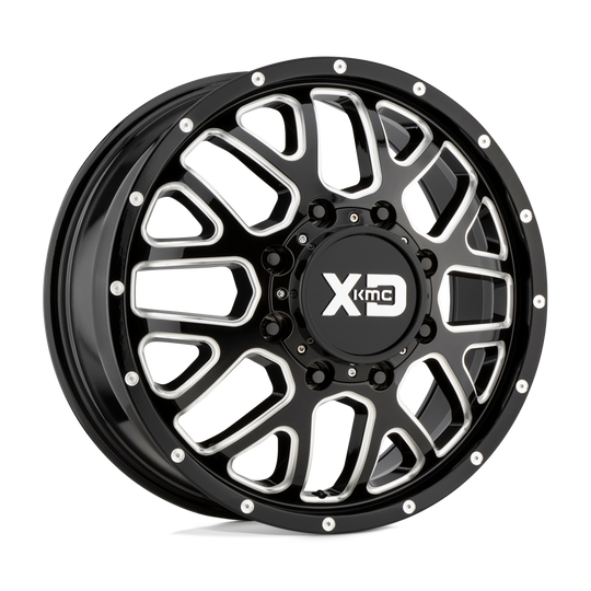 XD843765803111 - XD843 Grenade Dually 17X6.5 8X165.1  111mm Gloss Black Milled - Front - XD Wheels Canada