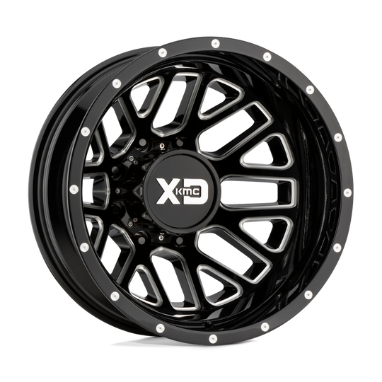 XD843208803198N - XD843 Grenade Dually 20X8.25 8X165.1 -198 mm Gloss Black Milled - Rear - XD Wheels Canada
