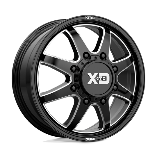XD845282903105 - XD845 Pike Dually 22X8.25 8X165.1  105mm Gloss Black Milled - Front - XD Wheels Canada