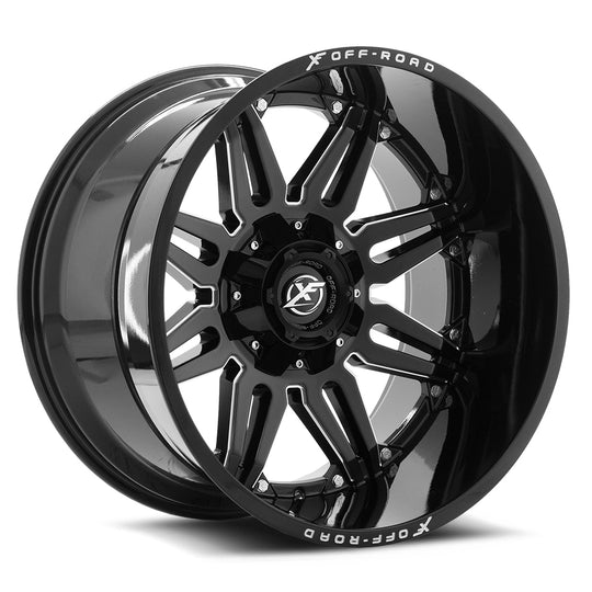 XF-2042414BLANK8-76GBML - XF Off-Road XF-204 24X14 Blank 8X -76mm Gloss Black & Milled - XF Off-Road Wheels Canada